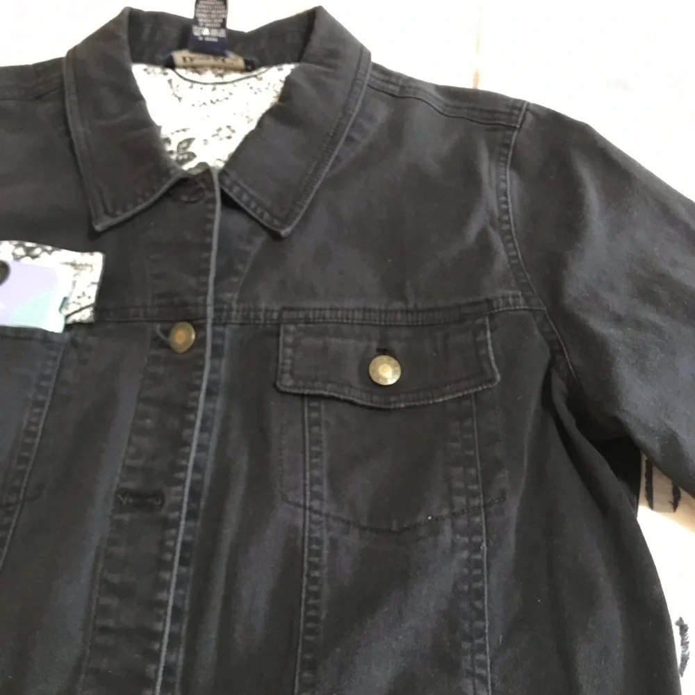 90s Vintage Black Denim Oversized Boyfriend Jacket Shacket - Picture 8 of 14